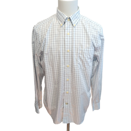 Chemise Nautica Blanche À Carreaux Bleus Slim Fit Manches Longues Taille L