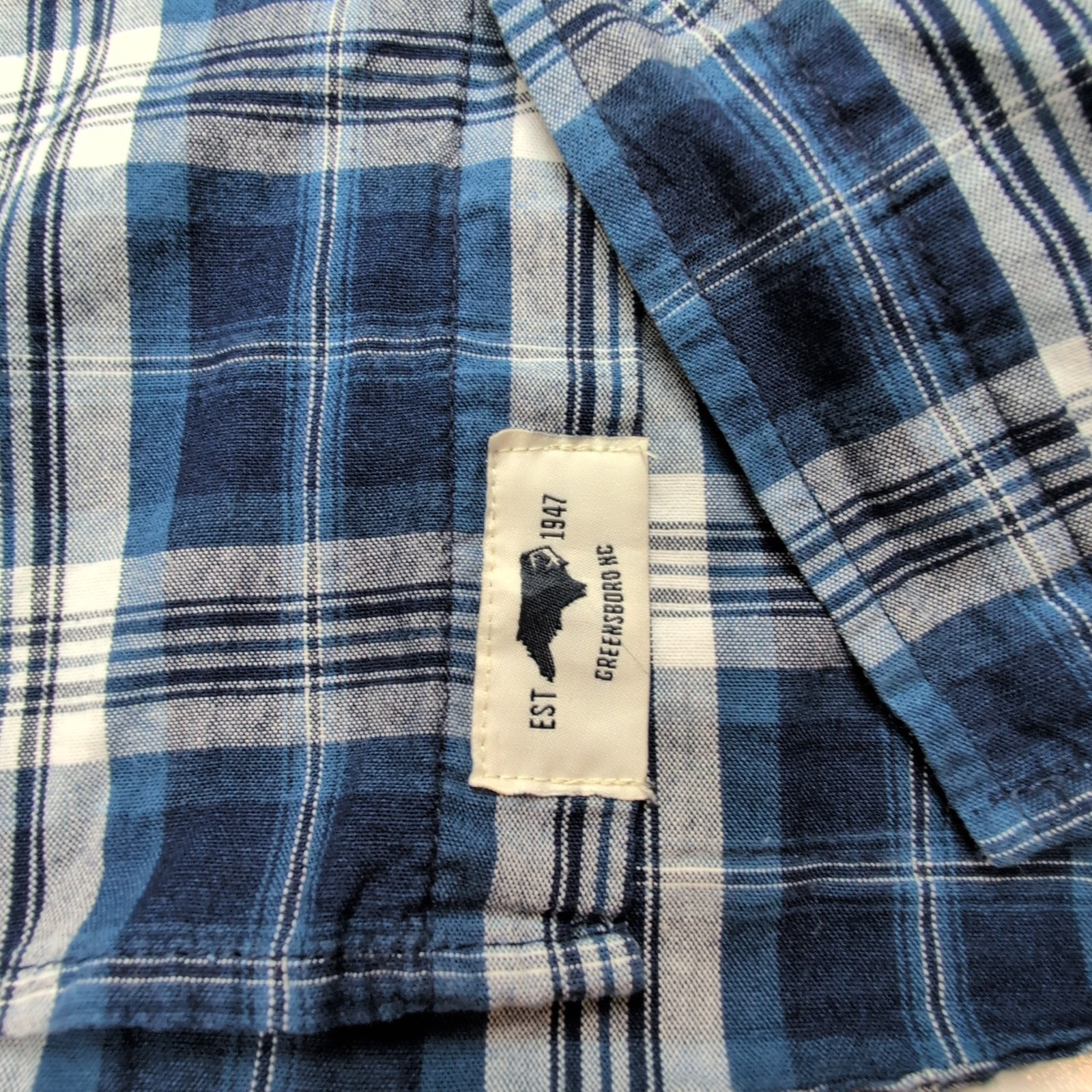 Chemise Wrangler Indigo à Carreaux Bleu et Blanc avec Poches Taille L