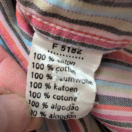Chemise Lacoste XL Rayures Multicolores Coton Logo Vert Poche manches longues