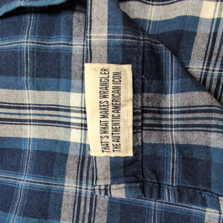 Chemise Wrangler Indigo à Carreaux Bleu et Blanc avec Poches Taille L