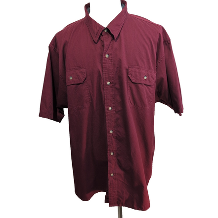 Chemise Wrangler Manche Courte Bordeaux Unie Taille 3XL Deux Poches