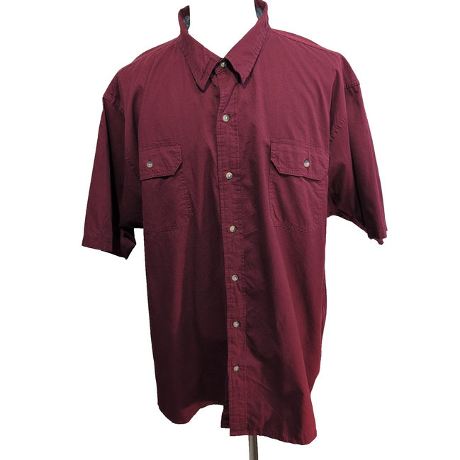 Chemise Wrangler Manche Courte Bordeaux Unie Taille 3XL Deux Poches