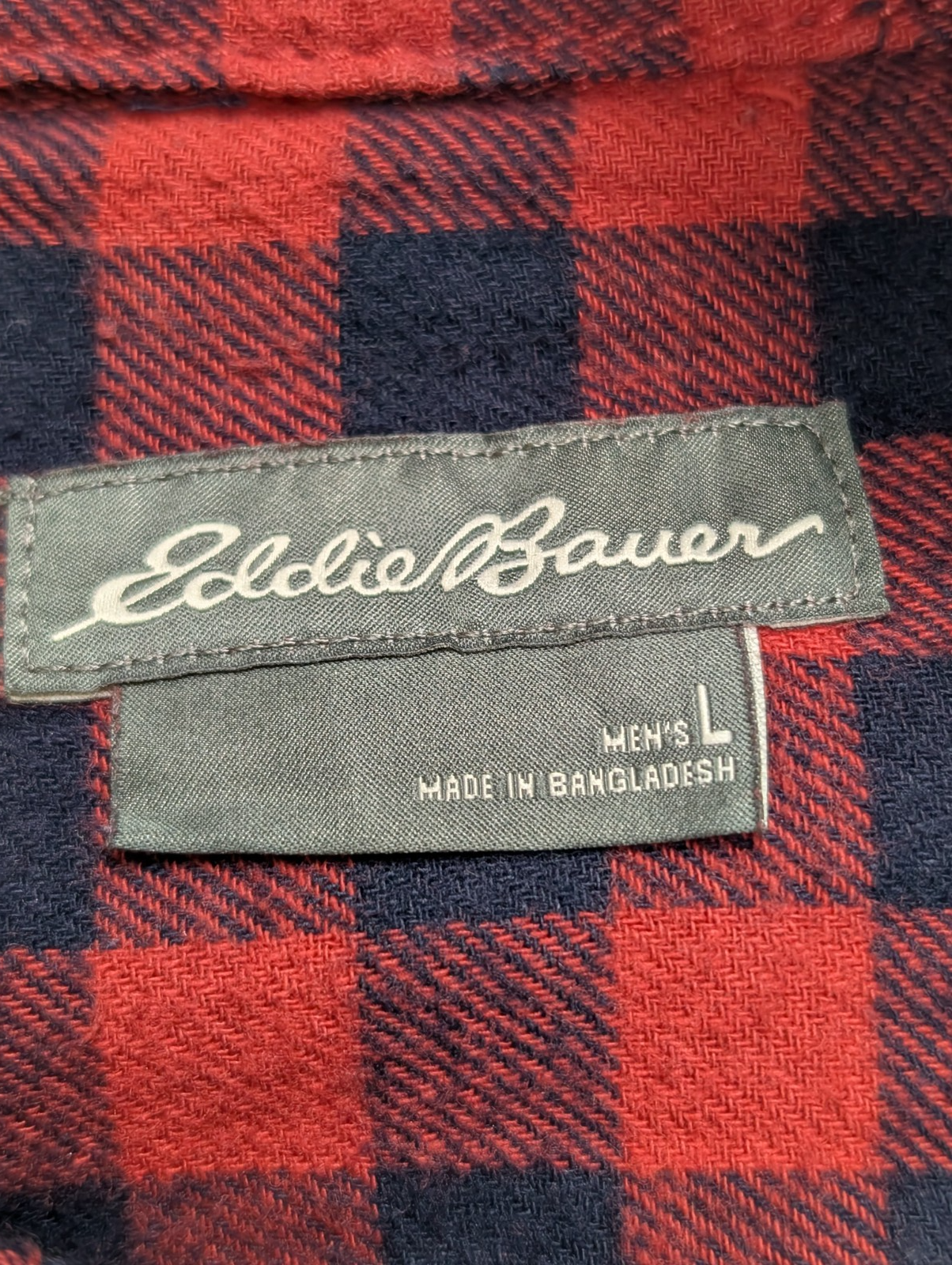 EDDIE BAUER Flanelle Rouge Marine L TBE Boutons Gravés 100% Coton | 330S