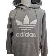 ➜ Sweat à Capuche Adidas Vintage - Grand Logo Brodé - Gris - Taille 40 (M/L)