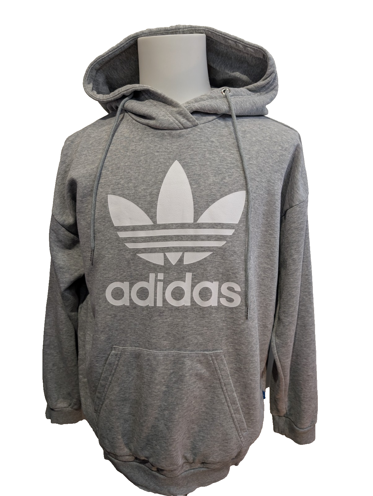 ➜ Sweat à Capuche Adidas Vintage - Grand Logo Brodé - Gris - Taille 40 (M/L)