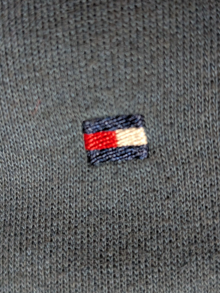 Pull Fin Tommy Hilfiger Femme Col Rond Boutonné Bleu Taille XL Logo Brodé