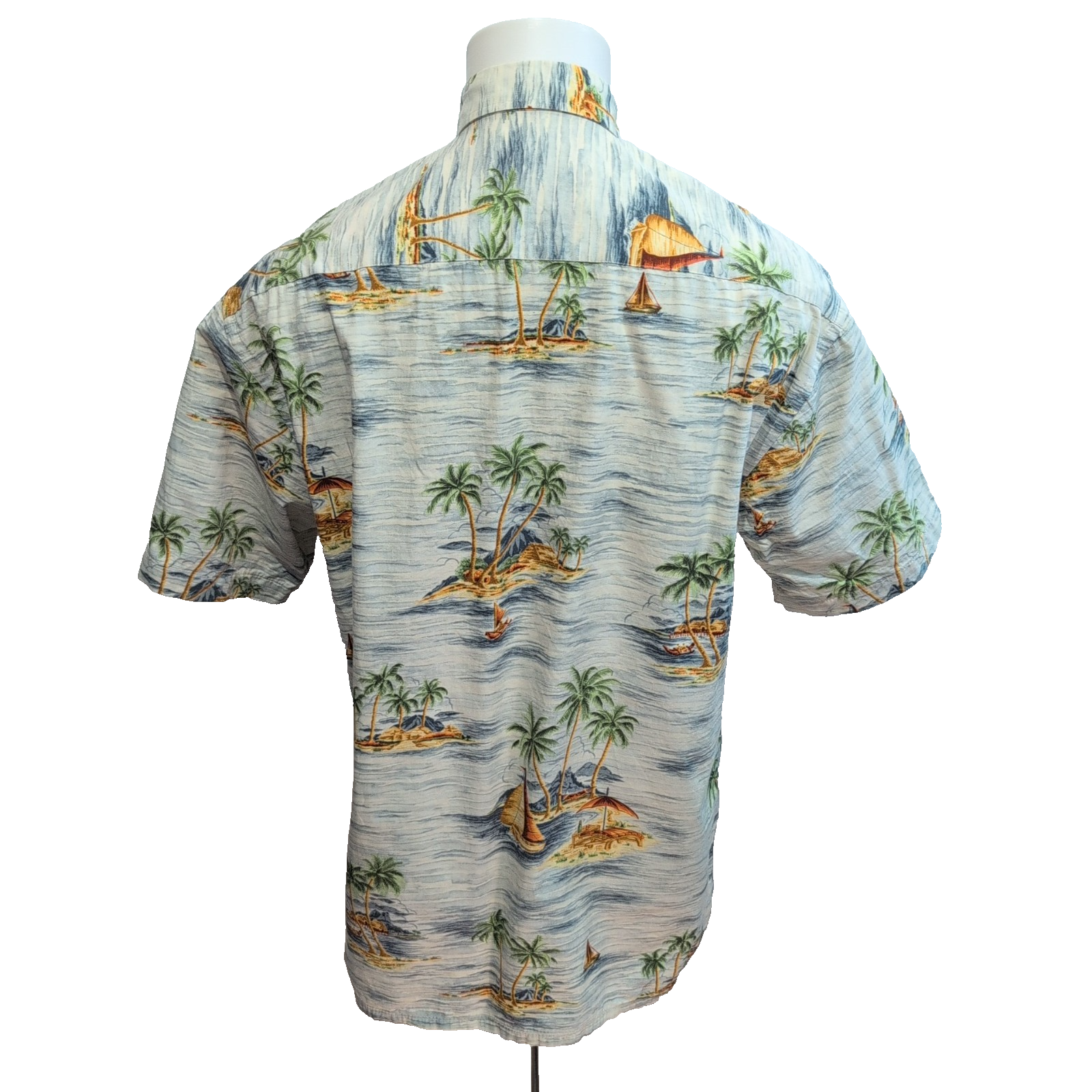 Chemise Hawaïenne Campia Moda Verte Voiliers Palmiers Coton Taille M