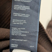 Pull Tommy Hilfiger Col V Marron Logo Brodé - Taille 3XL (XXL TG)