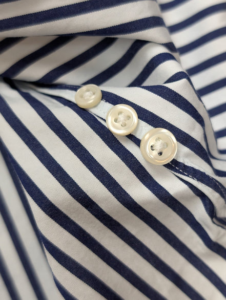 Chemise Ralph Lauren Custom Fit Taille XXL Bleu Marine Rayures Manches Longues