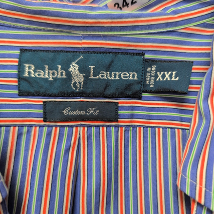 Chemise Ralph Lauren XXL Custom Fit Made in Hong Kong Rayures Coton