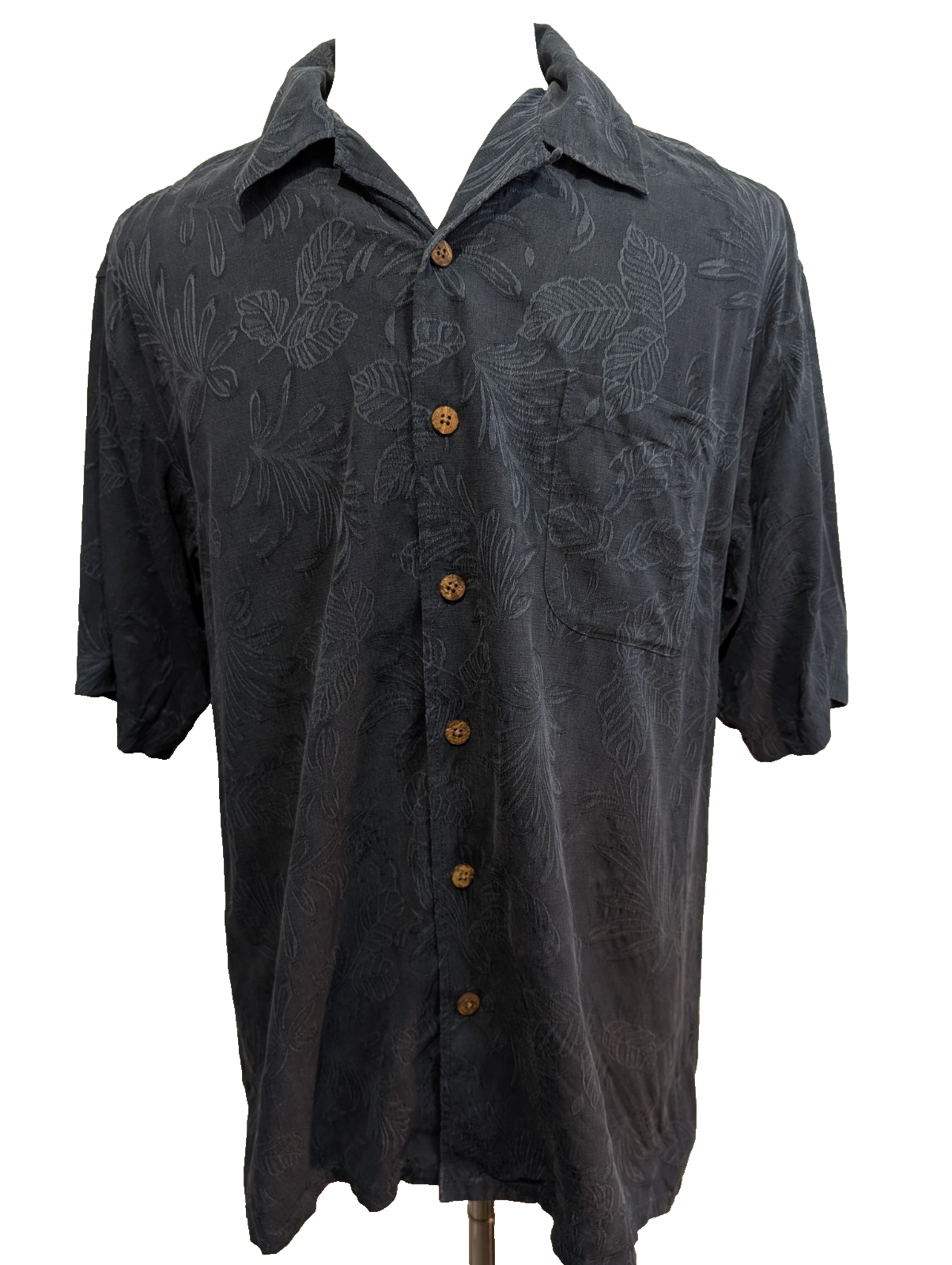Chemise Hawaïenne JOSEPH & FEISS 100% Soie Marine Feuillage - Taille L