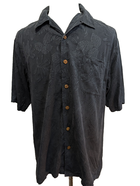 Chemise Hawaïenne JOSEPH & FEISS 100% Soie Marine Feuillage - Taille L