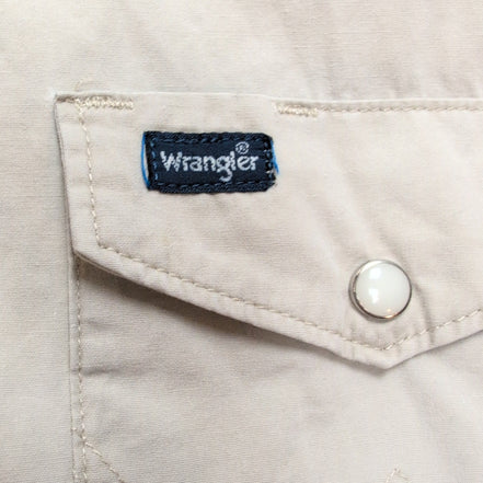 Chemise Wrangler Manches Courtes Crème à Poches Style Western Taille L