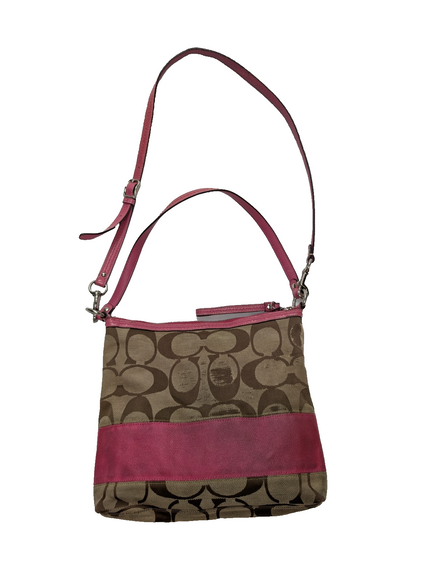 Sac Coach Signature Rose Fuchsia Toile Jacquard Bandoulière