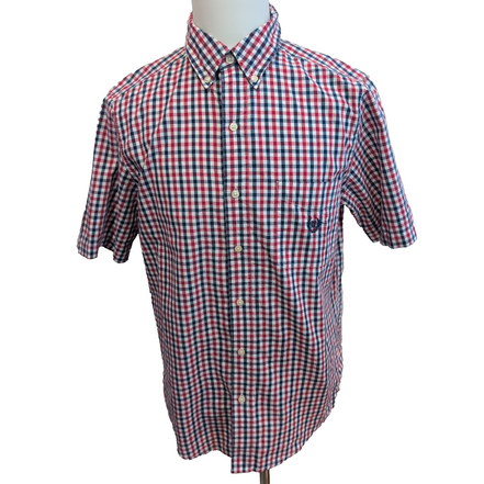 Chemise Chaps Carreaux Bleu Blanc Rouge Taille M Manches courtes