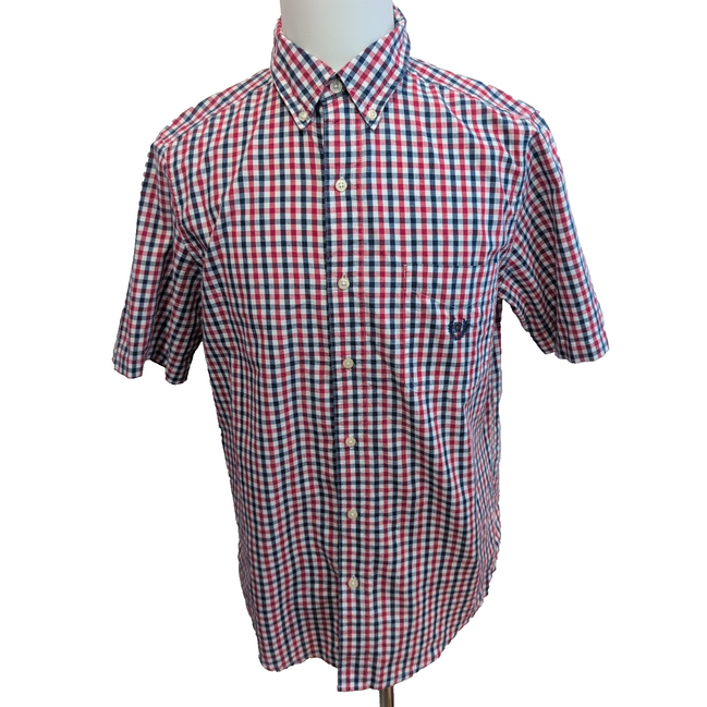 Chemise Chaps Carreaux Bleu Blanc Rouge Taille M Manches courtes