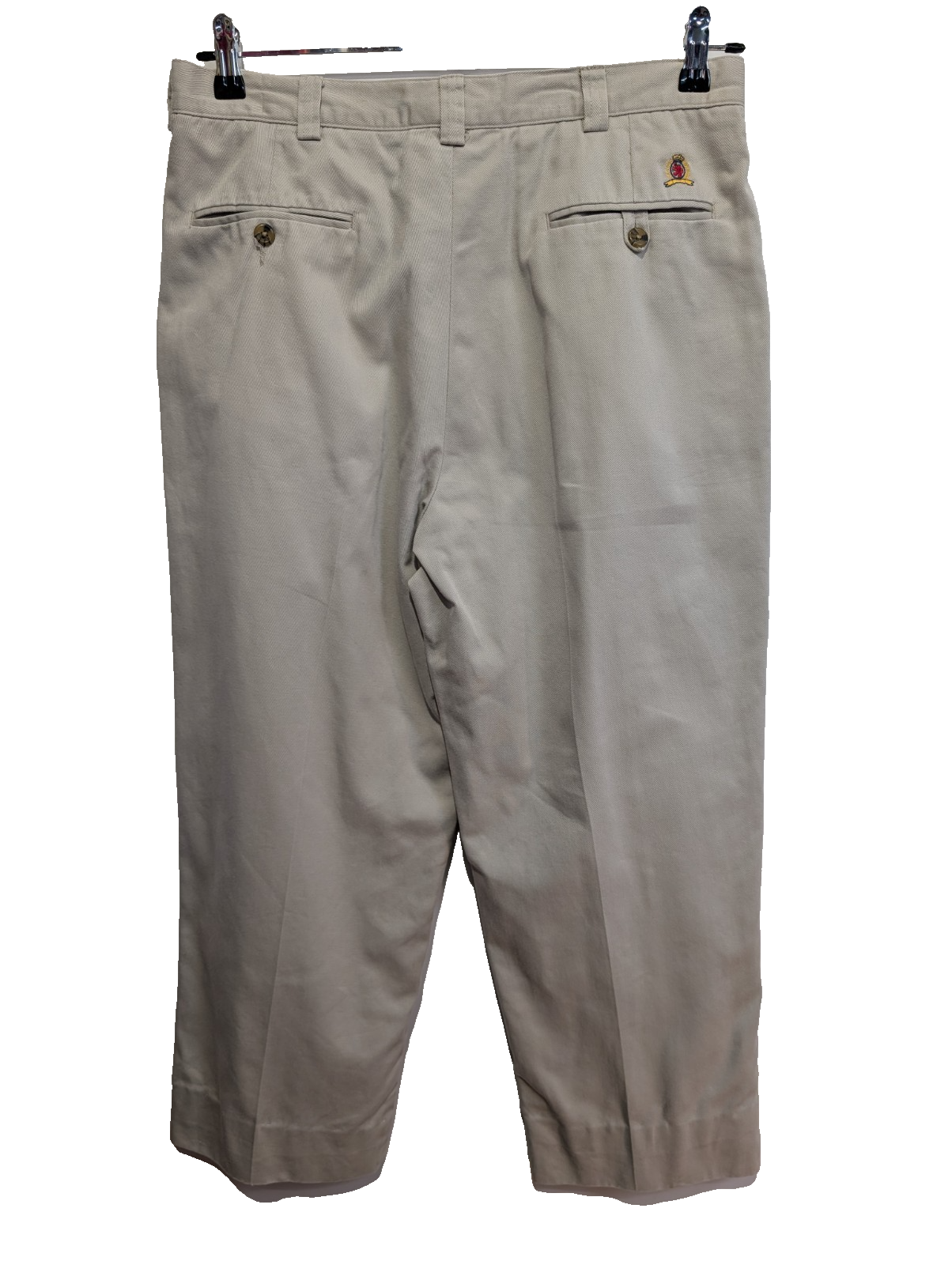 Pantalon Chino Vintage TOMMY HILFIGER Crème ⚓ Coupe Cropped (Courte) W34 (42)