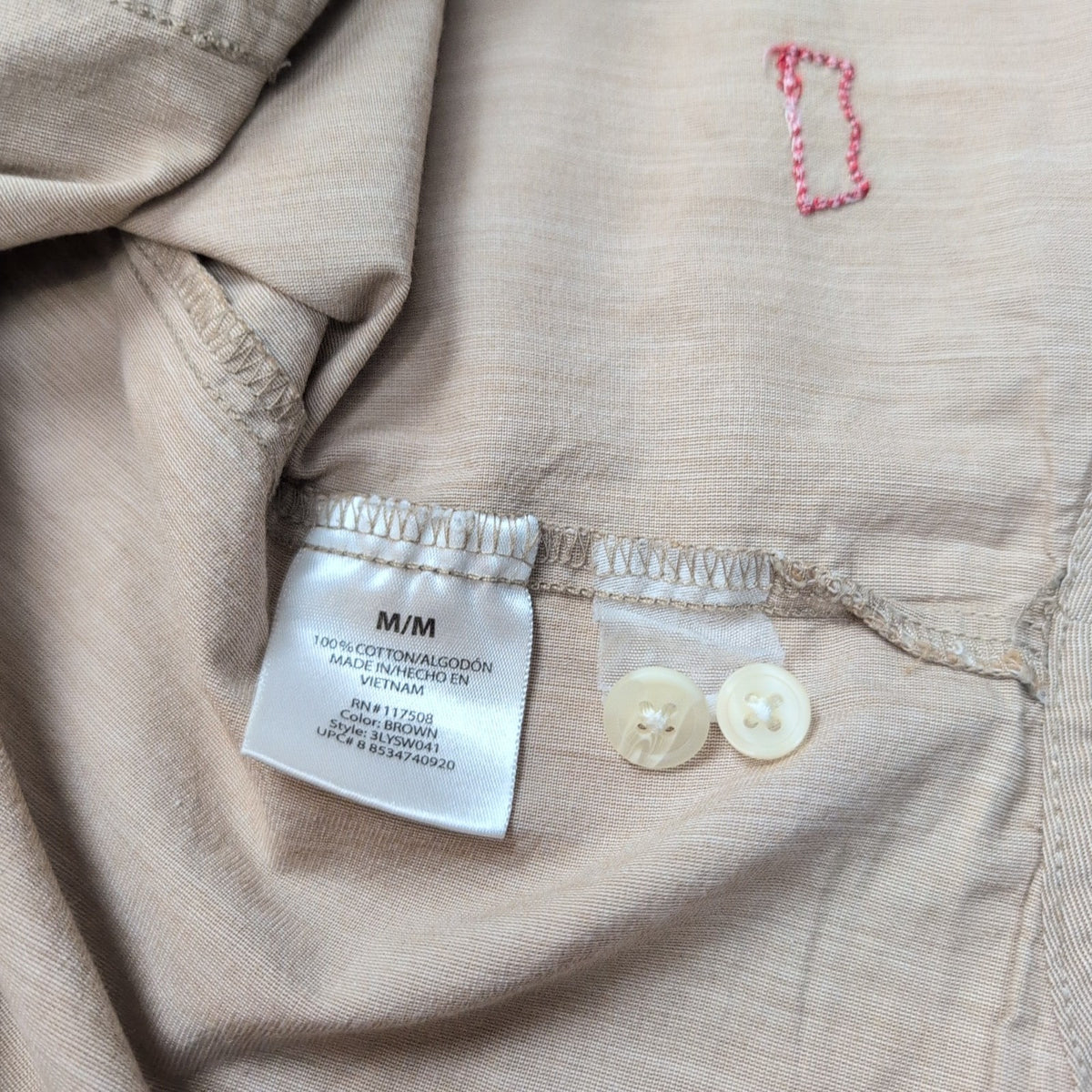 Chemise Levi’s Marron Clair Vintage Manches Courtes Taille M