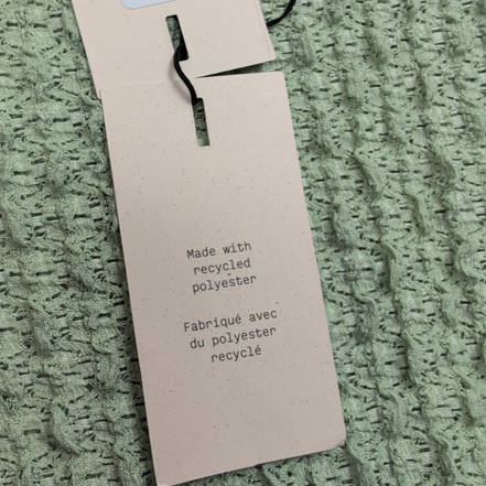 Haut Femme AWARE Vero Moda M Vert Gaufré Extensible Manches Courtes Neuf