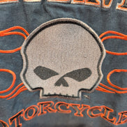 Chemise Harley Davidson 2XL Noire Tête de Mort Flammes Brodée USA