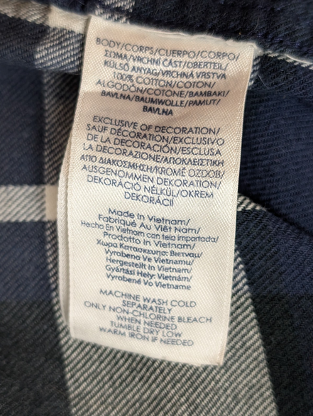 🌲 CHEMISE FLANELLE PERFORMANCE CHAPS M (G) CARREAUX BLEU MARINE NOIR LOGO BRODÉ