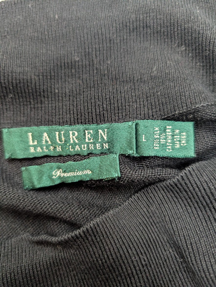 Pull Lauren Ralph Lauren Femme L Noir 89% Soie 11% Cachemire Col Bateau