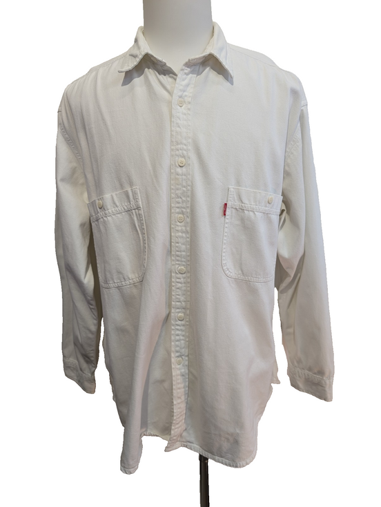 CHEMISE LEVI'S Jean Blanc Denim XL TG Homme Vintage 2 Poches Coton