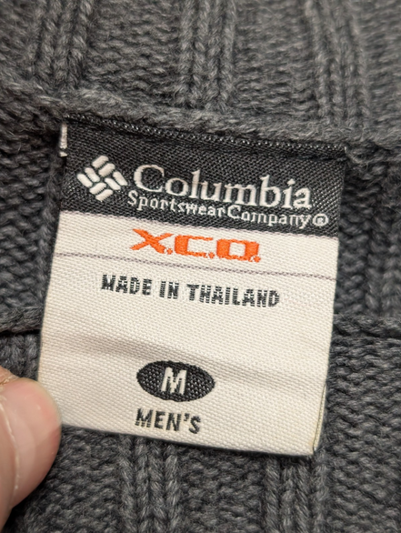 Pull Columbia vintage modèle XCO gris à rayures côtelées homme taille M