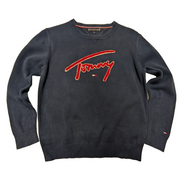 Sweat Tommy Hilfiger vintage bleu marine enfant col rond taille M