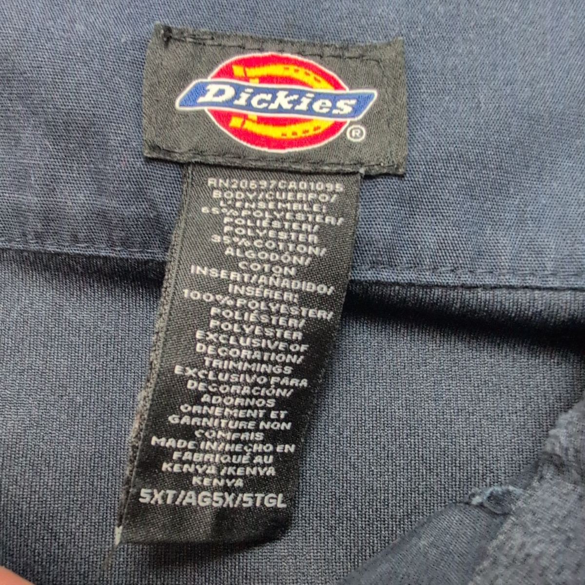 Chemise Dickies 5XL Rare Bleu Marine Workwear Made in Honduras Aérée