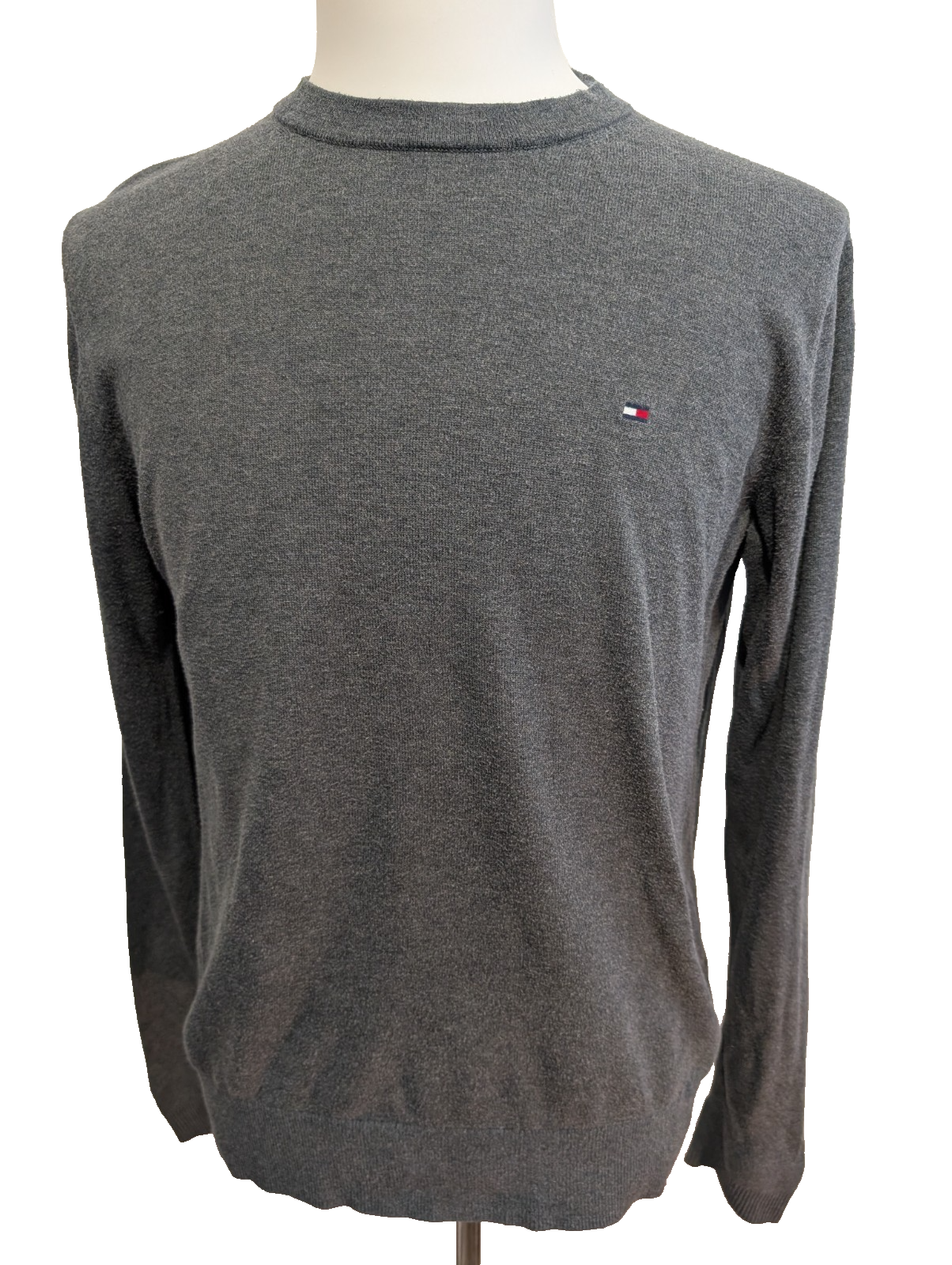 Pull Tommy Hilfiger Gris Chiné - Mélange Soie & Coton - Taille M