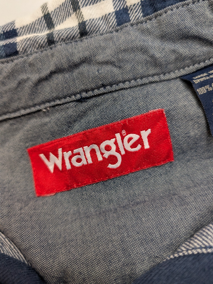 CHEMISE WRANGLER FLANELLE XXL CARREAUX BLEU MARINE VINTAGE Workwear