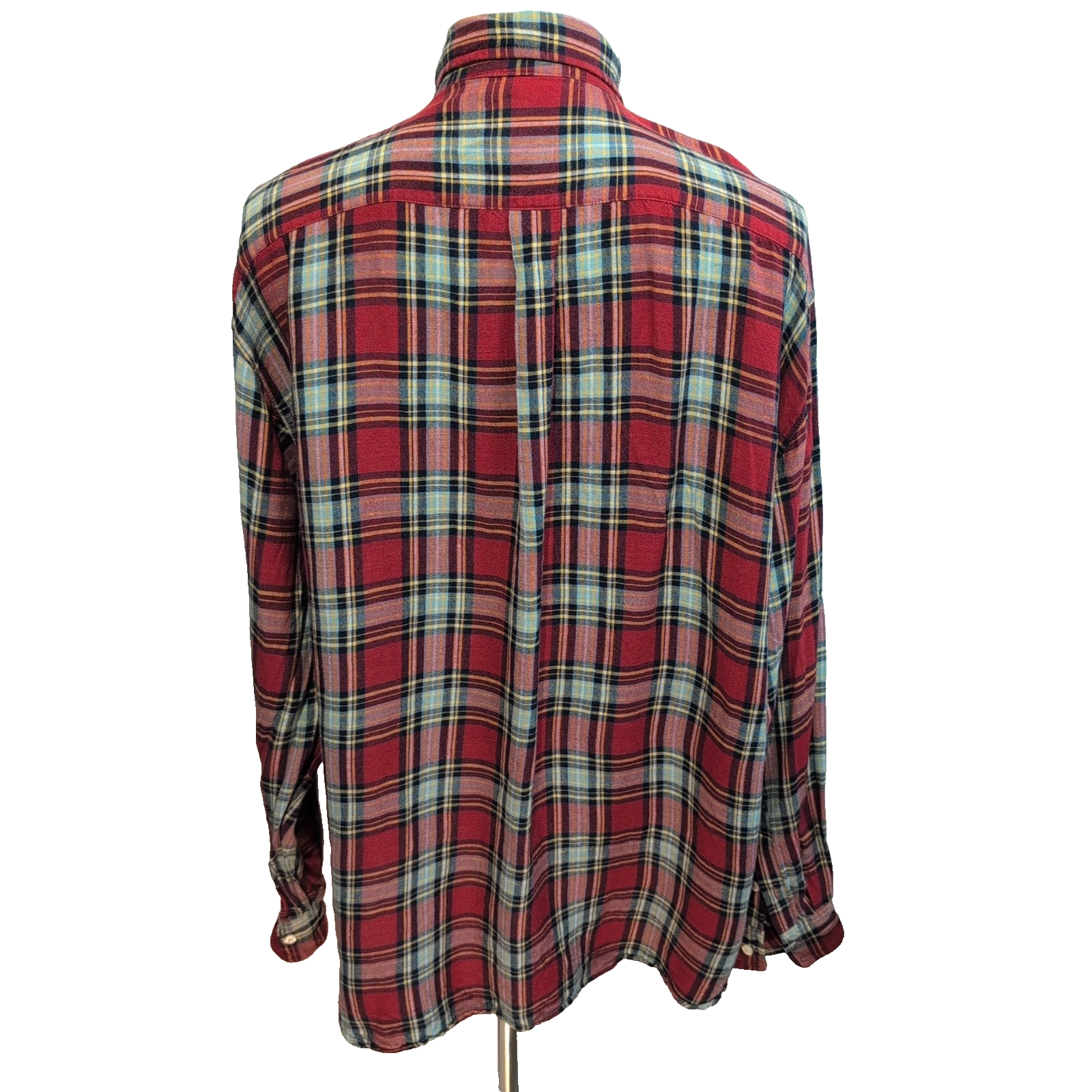 Chemise Cambridge Classics Lin Rayonne Rouge Carreaux Manches Longues Taille XL
