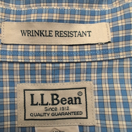 Chemise LL Bean bleu ciel petits carreaux manches longues 1 poche L