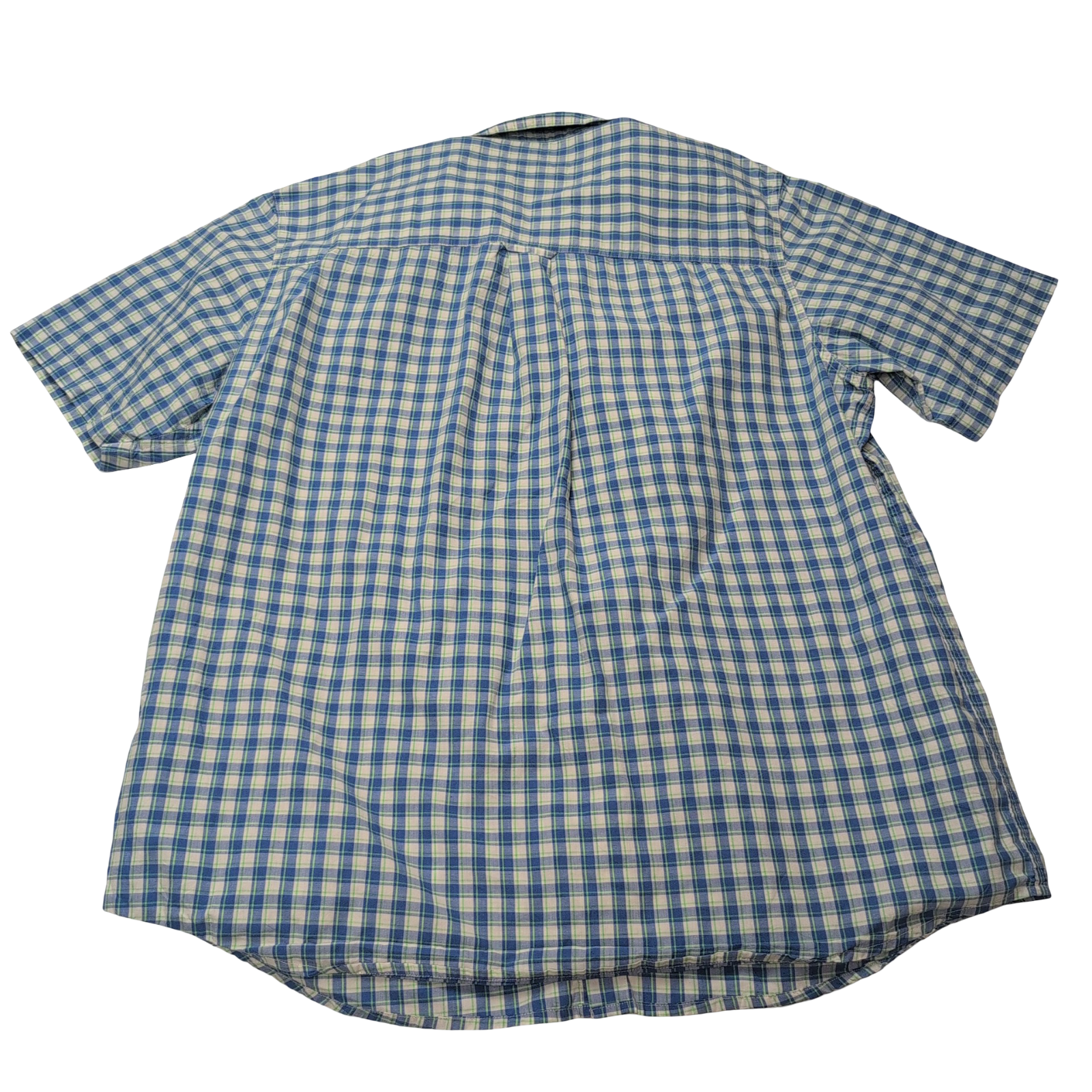 Chemise CHAPS bleue et verte à carreaux manches courtes taille XL #14e