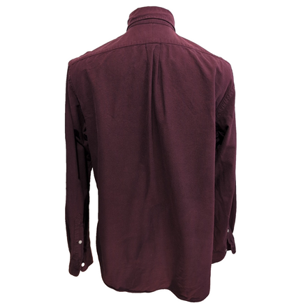 Chemise Ralph Lauren L bordeaux uni logo vert foncé 100% coton manches longues