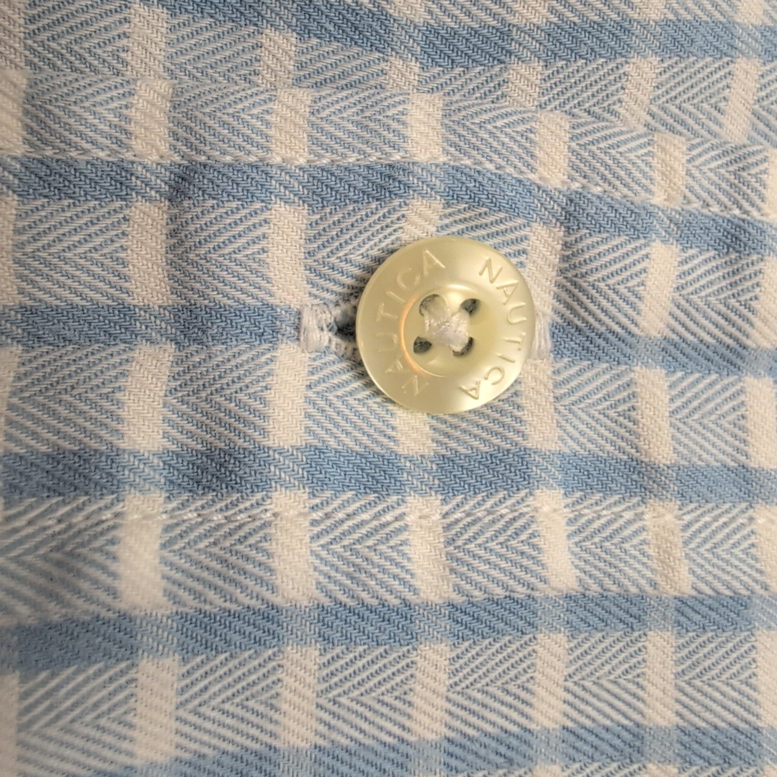 Chemise Nautica bleu ciel petits carreaux manches longues 1 poche M