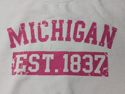 Sweat Michigan Est 1837 Vintage University College USA Gildan Navy Taille L