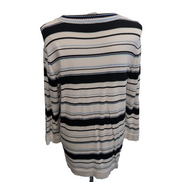 Calvin Klein Pull Femme M Coton Rayures Bleu Marine Blanc Manches 3/4 