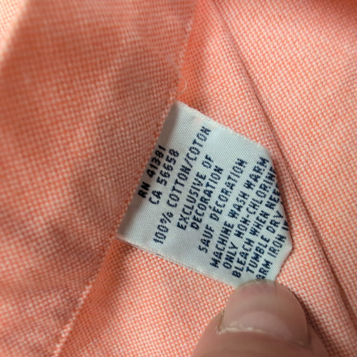 Chemise Ralph Lauren XLTG Oxford abricot logo marron coton manches longues