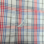 Chemise Nautica L Carreaux Bleu Rouge Logo Brodé Made in Mauritius Coton