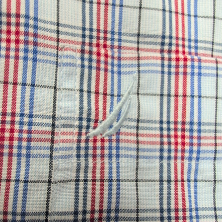 Chemise Nautica L Carreaux Bleu Rouge Logo Brodé Made in Mauritius Coton