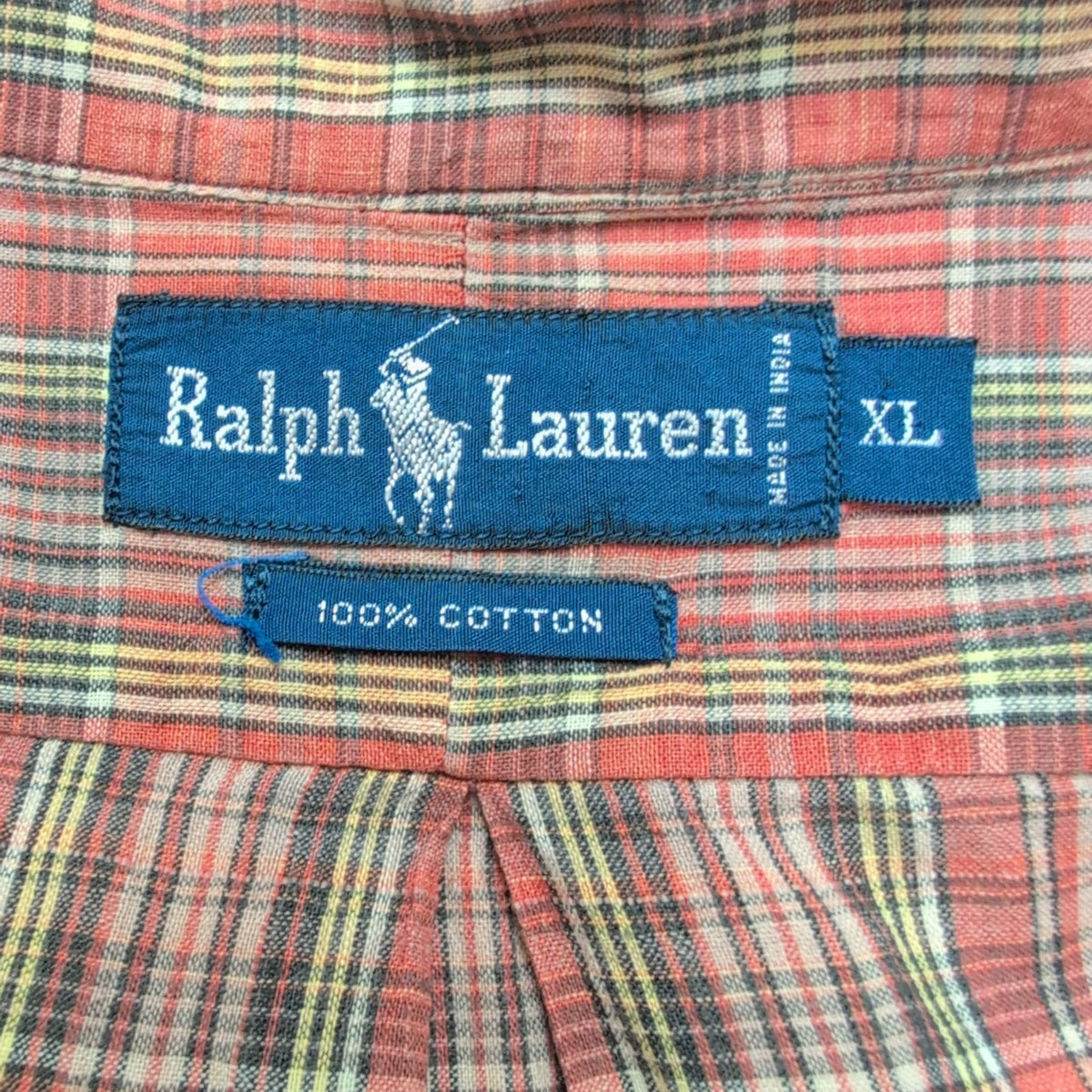 Chemise Ralph Lauren XL Carreaux Rouge Logo Bleu Marine Vintage manches longues