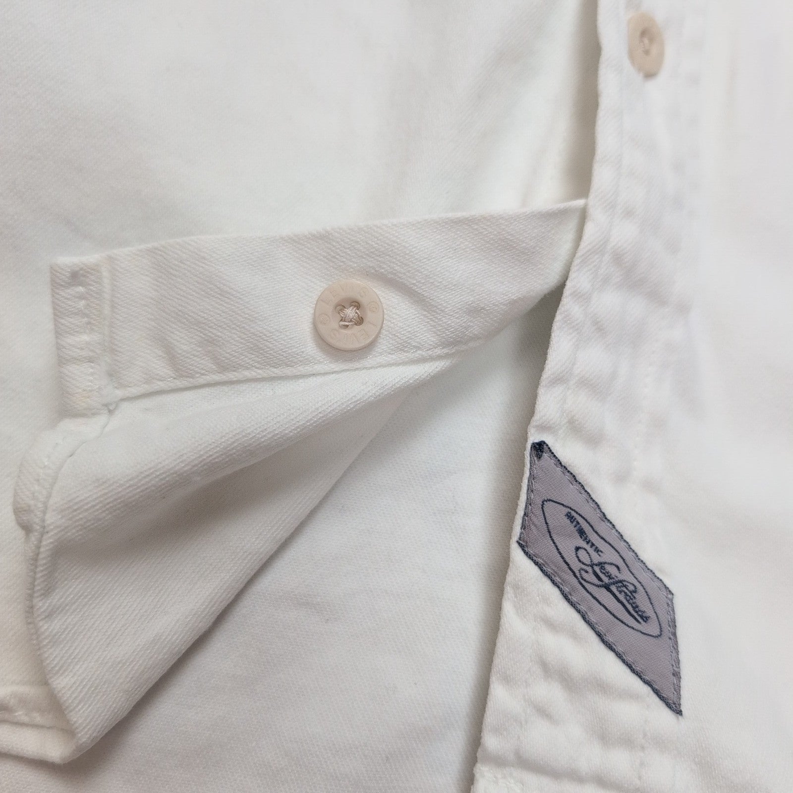 Chemise Levi's Vintage M Jean Blanc 100% Coton 2 Poches Hong Kong manches longue