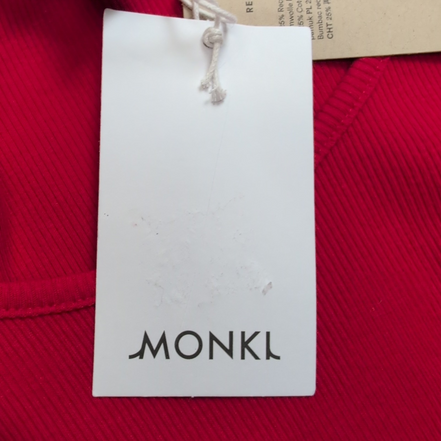 Haut Femme MONKI Taille L Rouge Manches Courtes Coton Neuf avec Étiquette