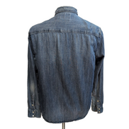 Chemise Zara Man western L denim bleu boutons pression manches longues
