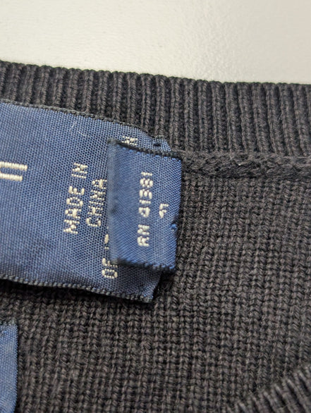 Pull Polo Ralph Lauren Golf noir col rond logo gris coton taille M