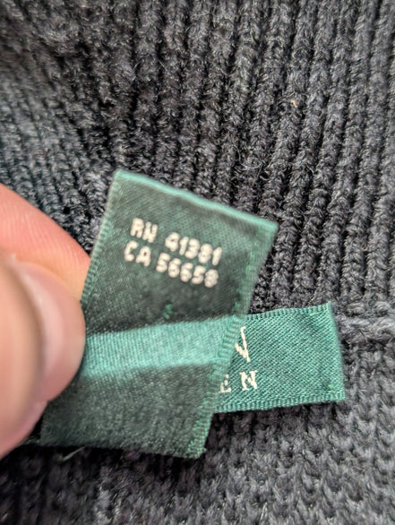 Gilet cardigan LAUREN Ralph Lauren M noir col châle ouvert coton viscose