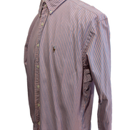 Chemise Polo Ralph Lauren Shirt Yarmouth L XL Oxford Rayée Rose Bleu Button Down