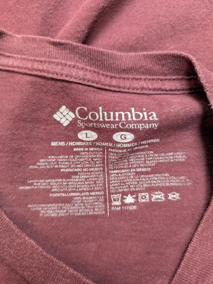 COLUMBIA PFG T-Shirt Homme L Bordeaux Pêche Logo Vintage Fishing Outdoor |101T